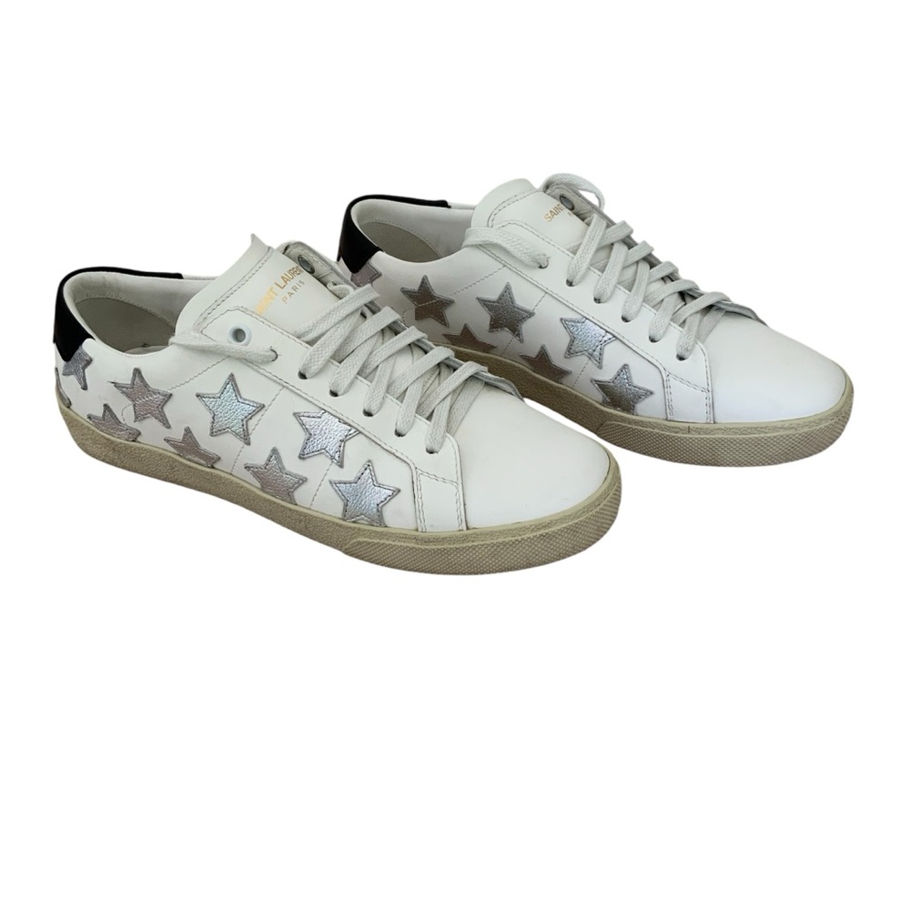 Saint Laurent Court Classic California Metallic Sneakers Sz 7